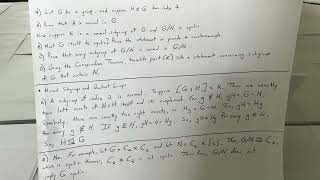 Group Theory Practice Final Exam Problem Number Four- Part A