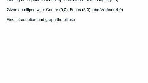 Finding an Equation of an Ellipse with Center at the Origin (0,0)