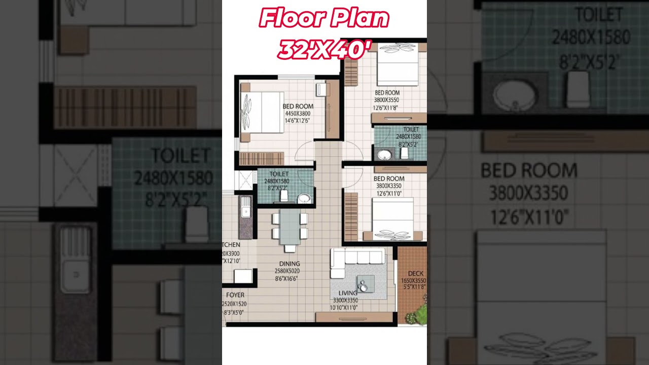 32 X 40 HOUSE PLAN,32 BY 40 HOME PLAN,3BHK PLAN 