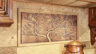 Tree of life - Set of 4 Handmade tiles - 100% Copper, Stainless Steel or Brass.