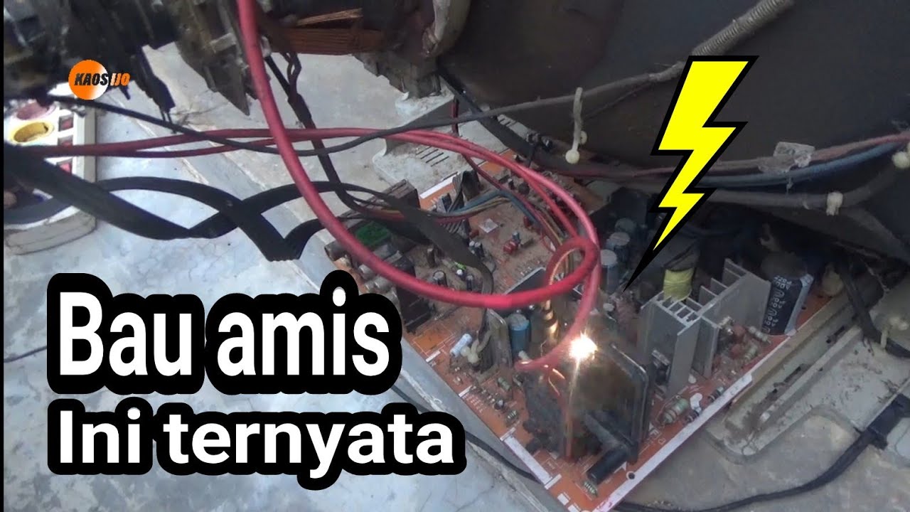 Tv sharp di on bau ada yang terbakar,setelah saya buka *wow