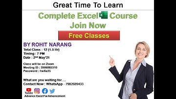 Complete Excel Course | By Rohit Narang | Introduction With Advance Excel For Advancement