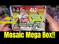 This Panini Mosaic Football Mega Box DID NOT DISAPPOINT!! A Gold Fluorescent Pull?! Joey B Sighting?