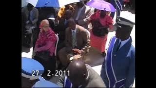 Ntate Mishack Madikgetla singing through the trumpet Ke nale modisa