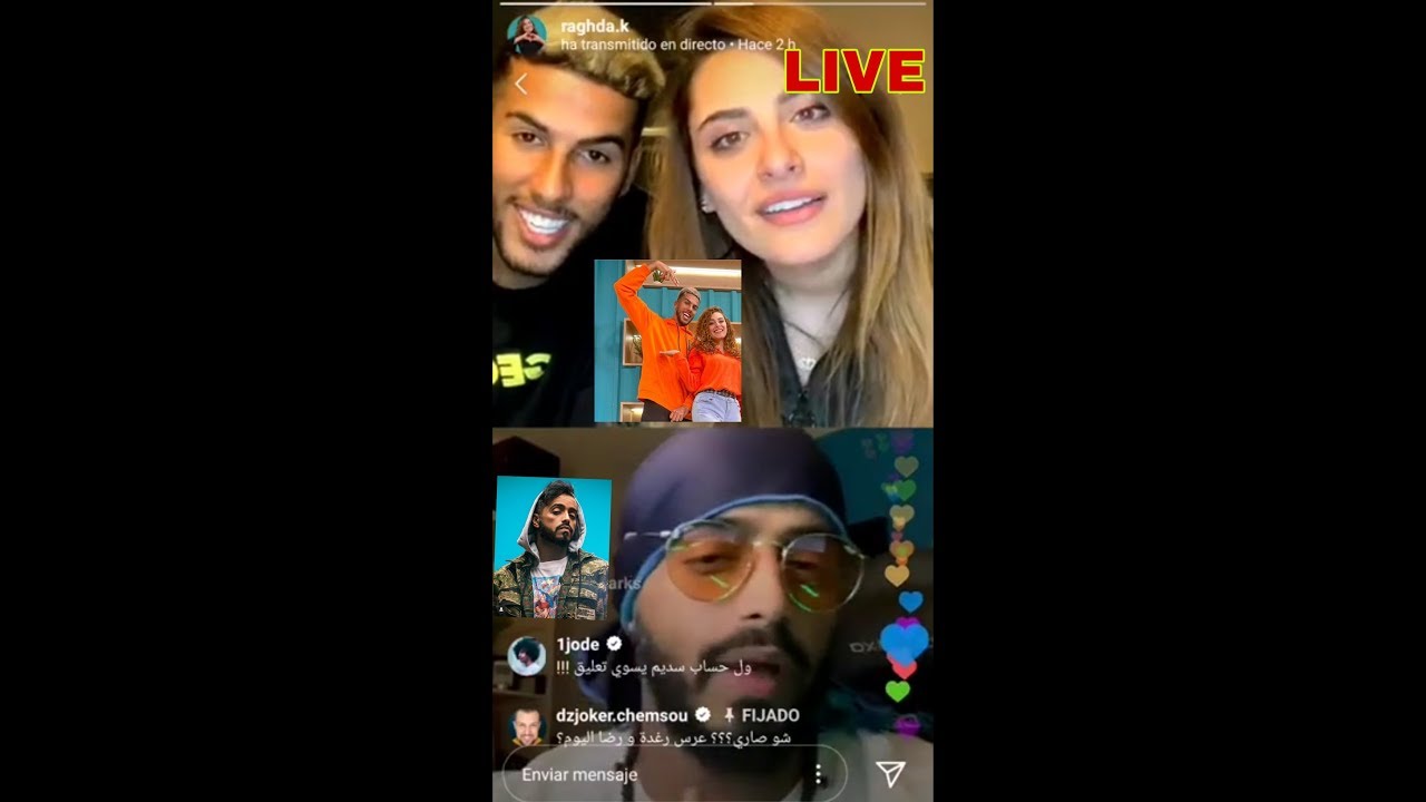 LIVE RAGHDA AND REDA EL WAHABI WITH 6AR8O IN INSTAGRAM GOING TO MORROCO ...