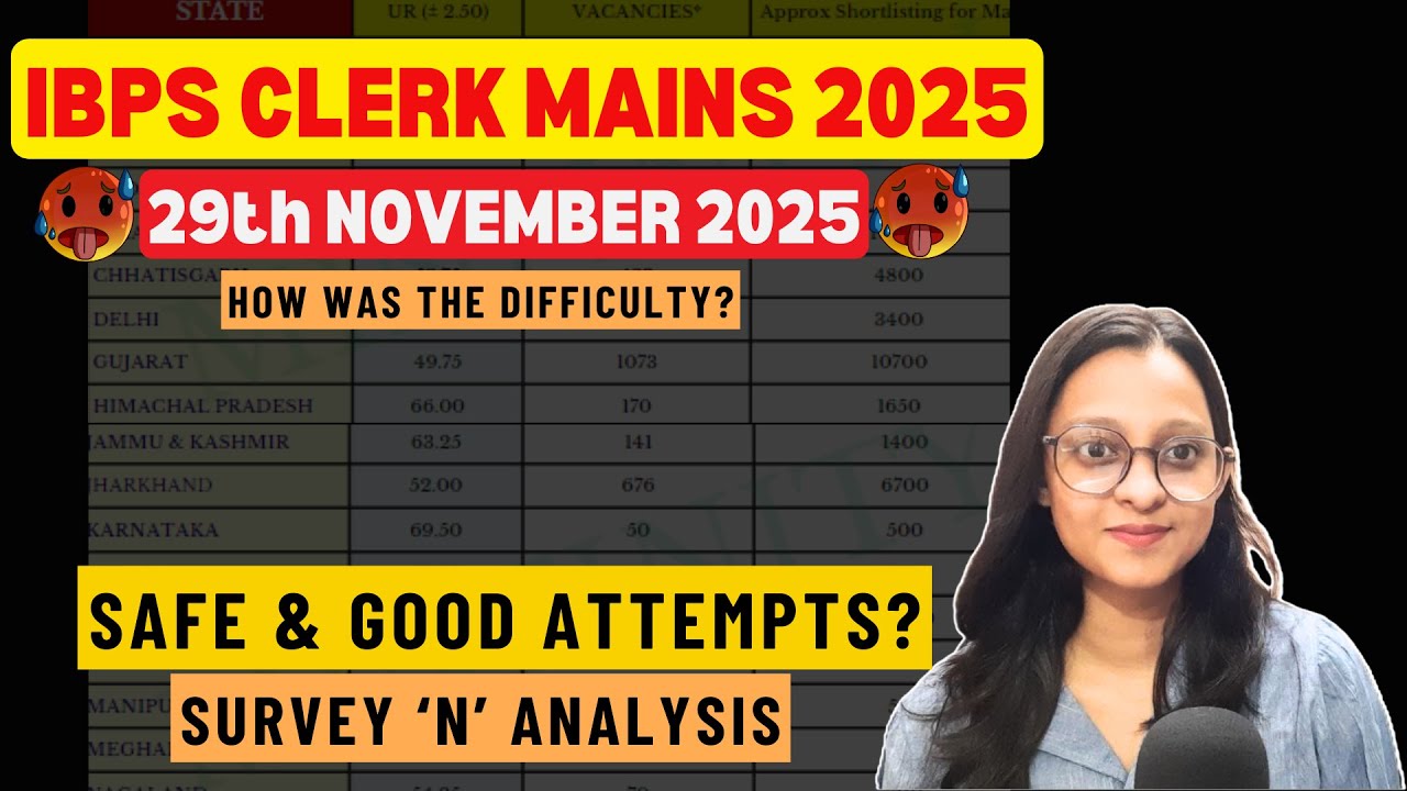 IBPS Clerk Mains Analysis Survey Cutoff 2025 
