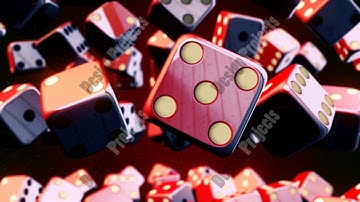 Abstract CGI motion graphics with flying dice