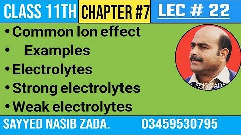 Common Ion Effect || Electrolytes || Weak Electrolytes || Strong Electrolytes @NASIBZADASSS