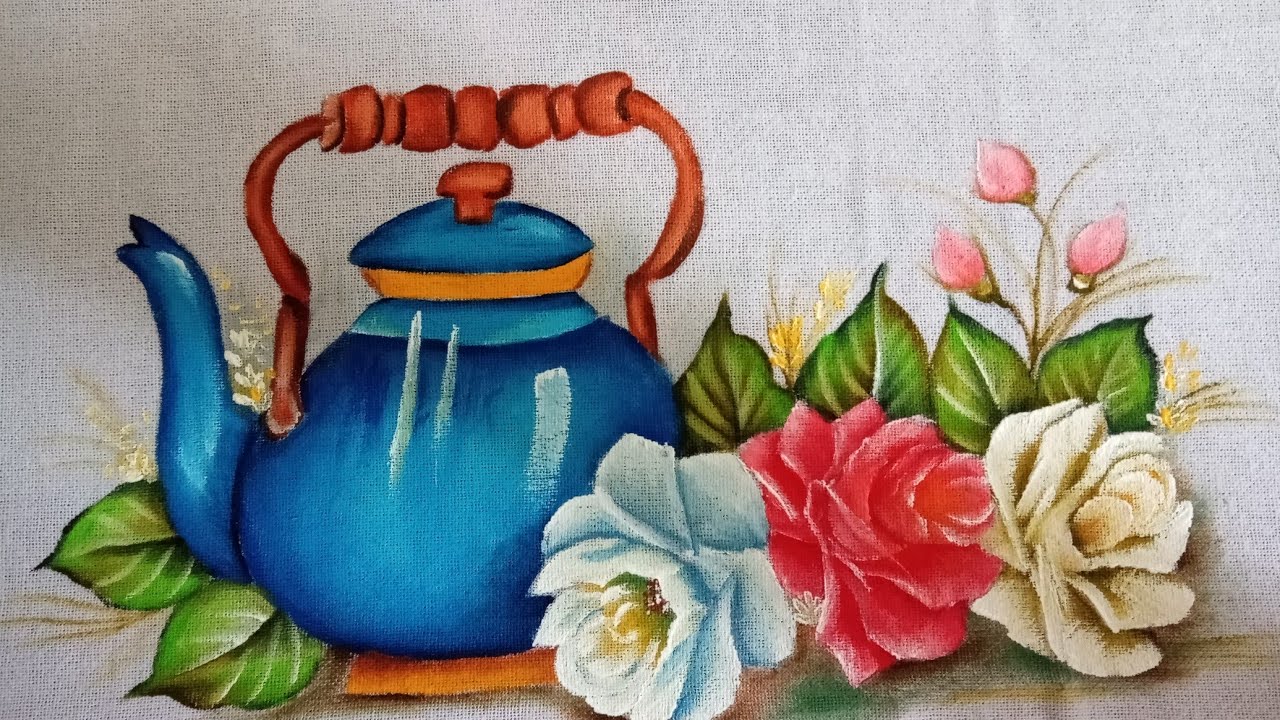 Pintura de chaleira azul