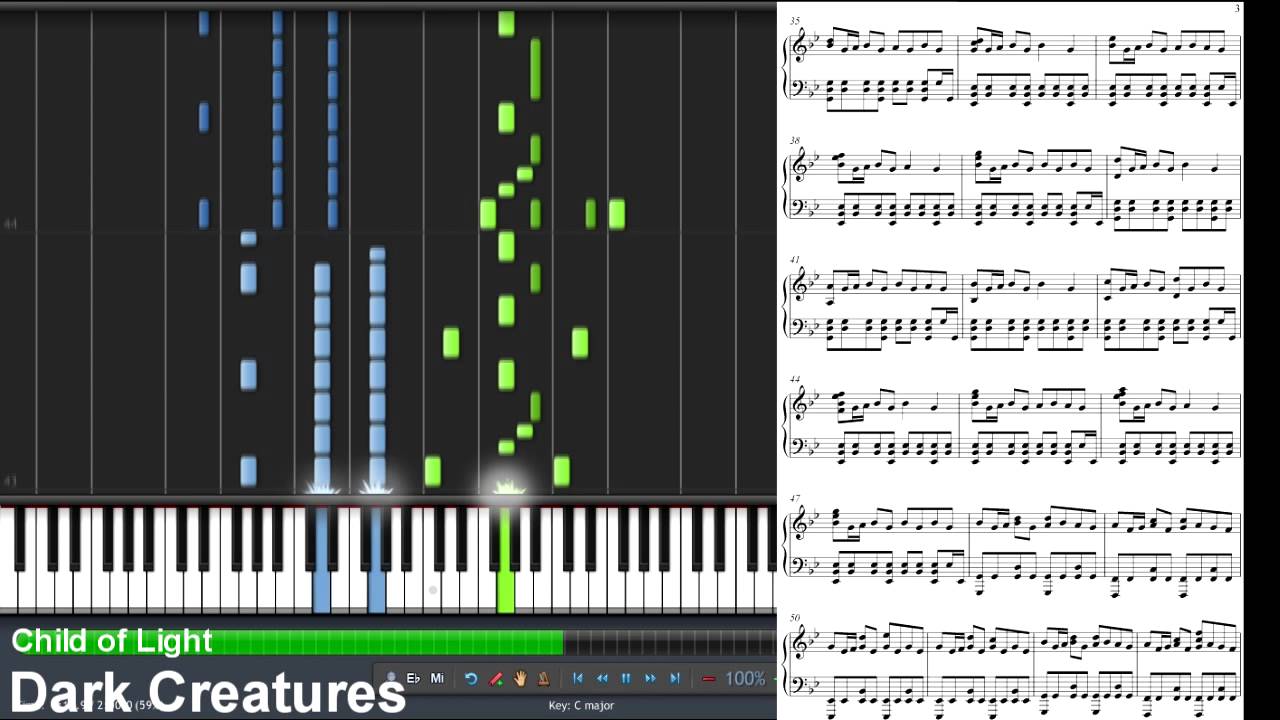 Child of Light - Dark Creatures (Battle Theme) (Synthesia Piano Tutorial)