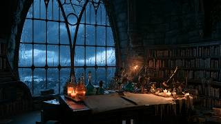 8 Hour Rainy Night in the Wizard's Tower 🌧 Fantasy Rain Ambience (No Ads) — Deep Sleep