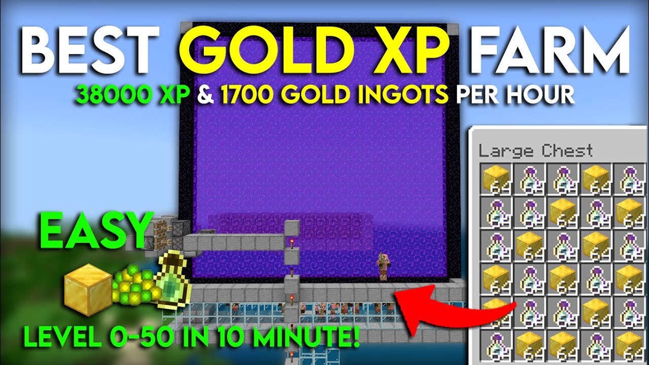 BEST 1.19 Minecraft Gold XP Farm for Bedrock Edition 38,000 XP Per