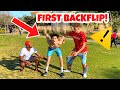 His first backflip...*GONE WRONG*