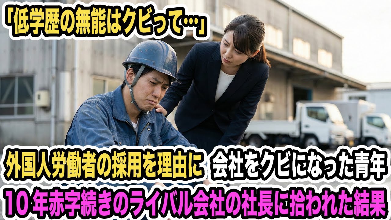 外国人労働者の採用を理由に会社をクビになった青年「低学歴の無能はクビって…」→10年赤字続きのライバル会社の社長に拾われた結果【感動する話】