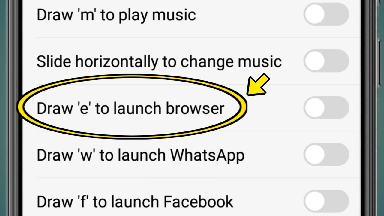 Draw e to launch browser settings - YouTube