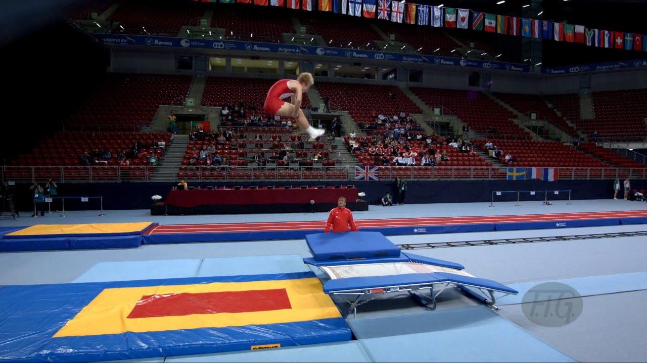 Youtube video: SOENDERGAARD August (DEN) - 2017 Trampoline Worlds, Sofia (BUL) - Qualification Double Mini Routine