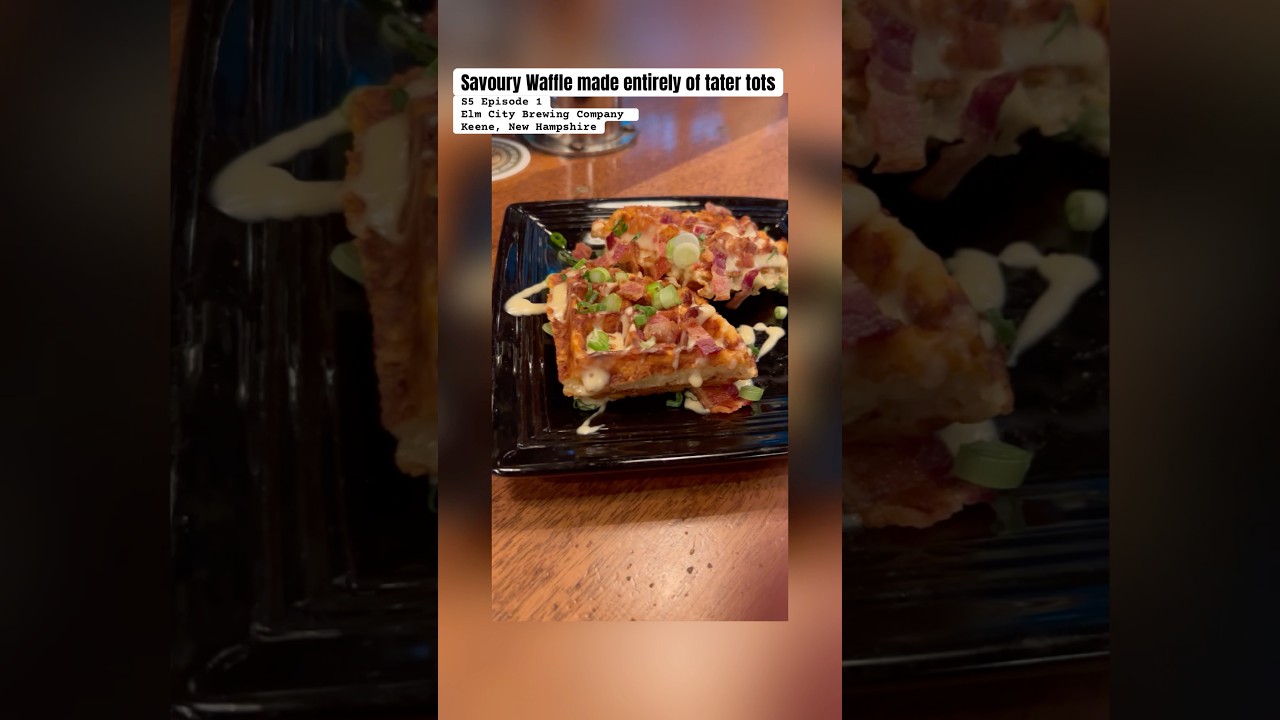 Tater Tot waffle is savoury vs. sweet: it’s made of all tater tots and is light and airy. Keene, NH
