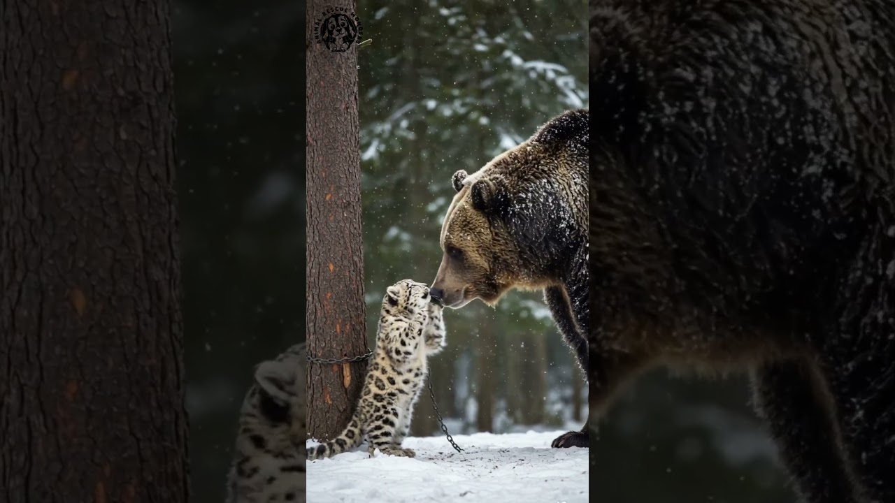 Bear Saved The Snow Leopard Cub 