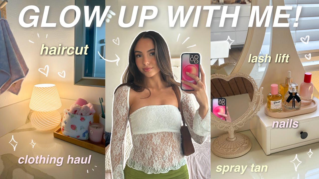 GLOW UP WITH ME FOR 2024! 🎀 haircut, spray tan, nails, lash lift ...