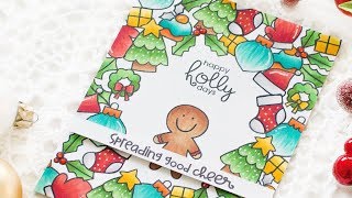 Christmas Card w/ Stamped Background | Copic Marker Coloring How-to Video