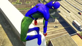 GTA 5 Rainbow Spiderman Parkour Jumps Fails (Euphoria physics & Ragdolls)