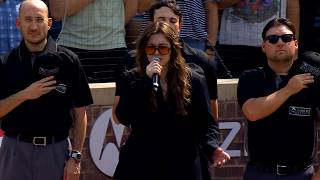 Julie Falcon Performs the National Anthem at Wrigley Field Savannah Bananas vs Firefighters