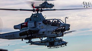 US Shows Full-Power Aviation Combat Helicopters AH-1Z Viper and UH-1Y Venom