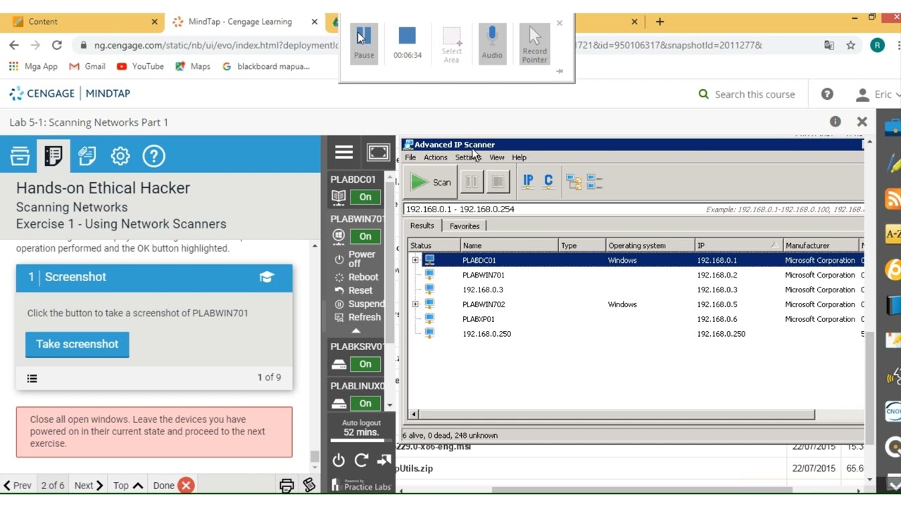 VM LAB CENGAGE 5 1 NETWORK SCANNING