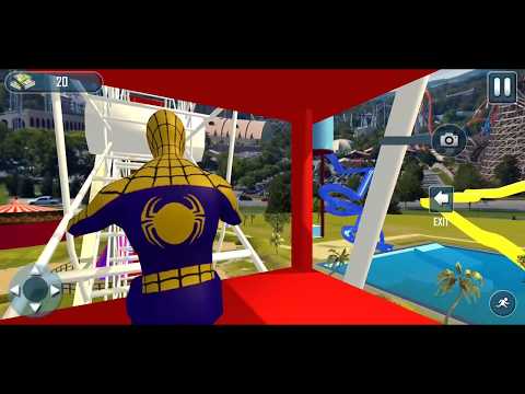 Super Hero Water Slide Uphill Park Adventure Android Gameplay #2 (SPIDERMAN RIDING A FERRIS WHEEL!)