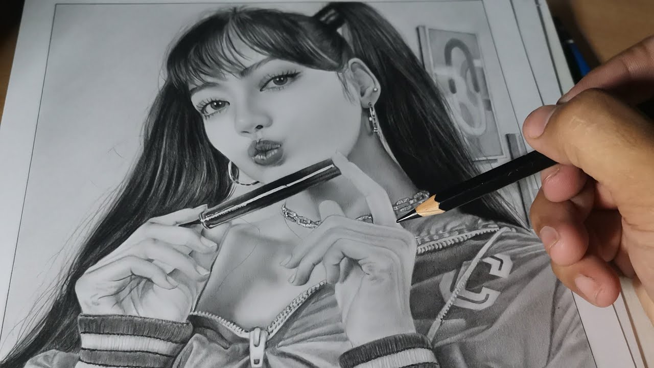 LISA OF BLACKPINK | REALISTIC DRAWING [GRAPHITE PORTRAIT] Time lapse ...