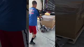 Unloading 26 foot van with very heavy pallets using pallet Jack