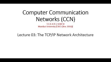 Computer Communication Networks (CCN): Lecture 03 : The TCP/IP Network Architecture.