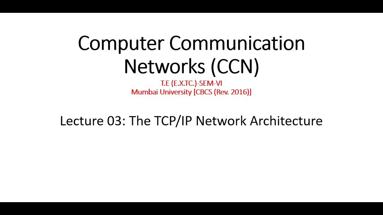 Computer Communication Networks (CCN): Lecture 03 : The TCP/IP Network ...