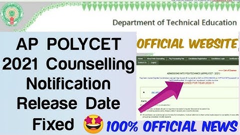 AP POLYCET 2021 Counselling Dates Release Date fixed🤩//AP Polycet 2021 Counselling Notification