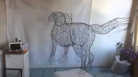 Wire sculpture Labrador Retriever by Elizabeth Ber...