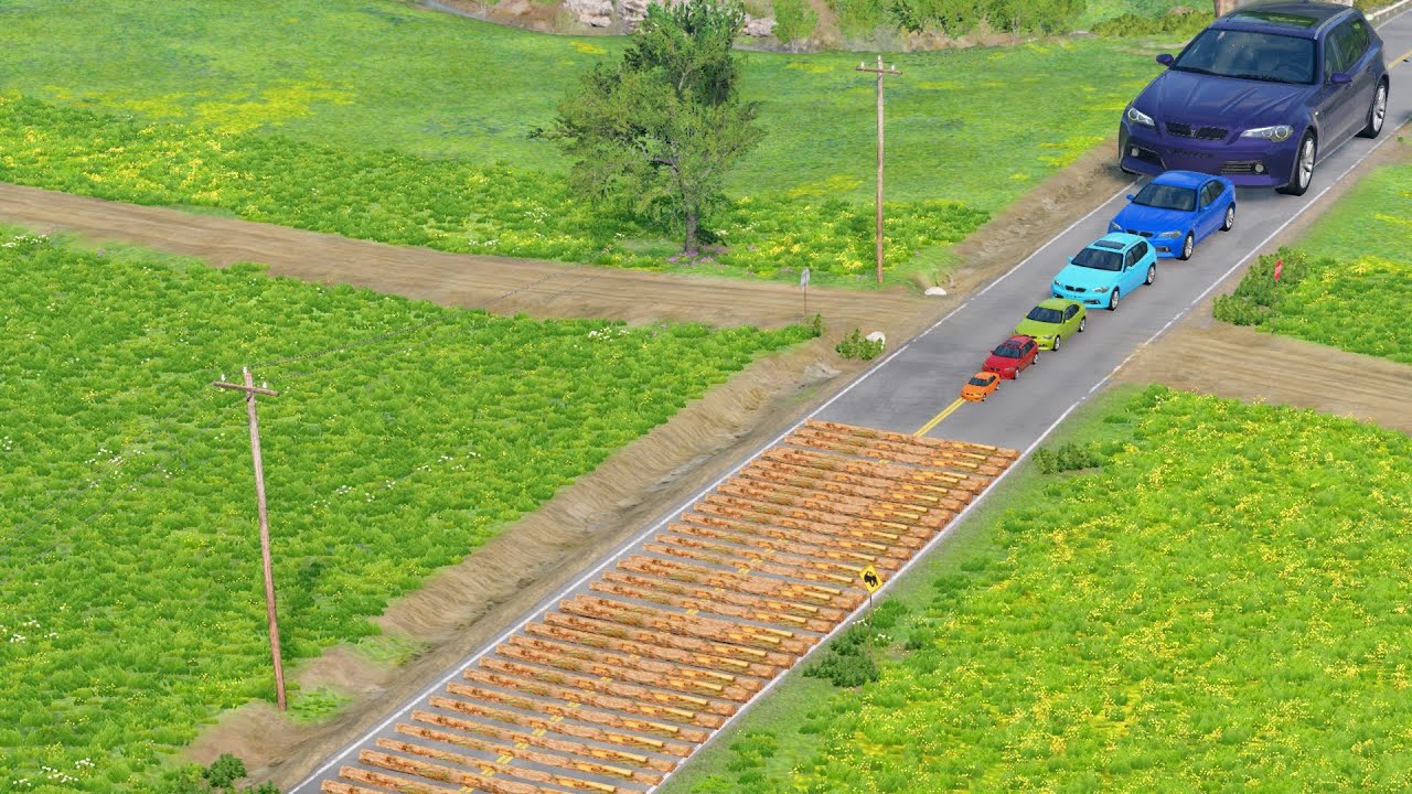 Small To Giant Cars vs 100 Fallen Trees Challenge in BeamNG Drive!