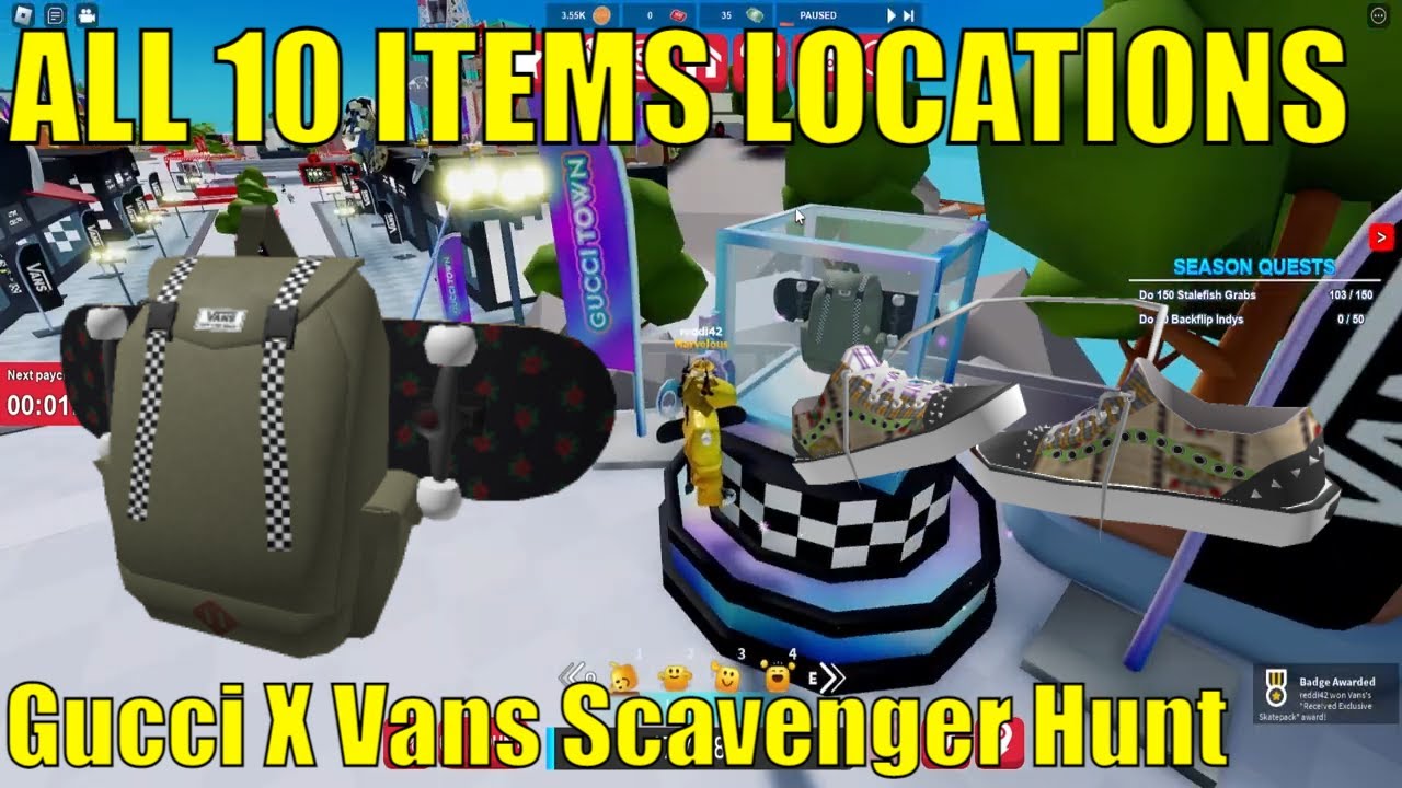 Gucci Town x Vans World Roblox Scavenger Hunt