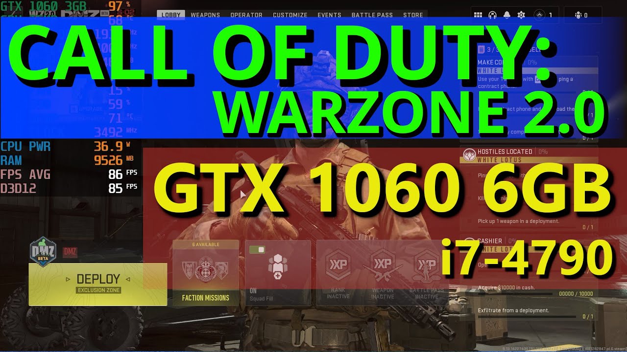 warzone: GTX 1060 Ray Tracing ativado! Teste de desempenho com GTX 1060 6Gb  / i7 4790 / 12Gb 