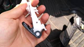 How to connect the hood release cable back to the hood release lever on a 2012-2014 Toyota Camry