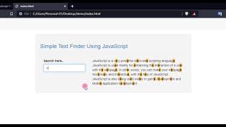 Simple Text Finder Using JavaScript Tutorial DEMO screenshot 2