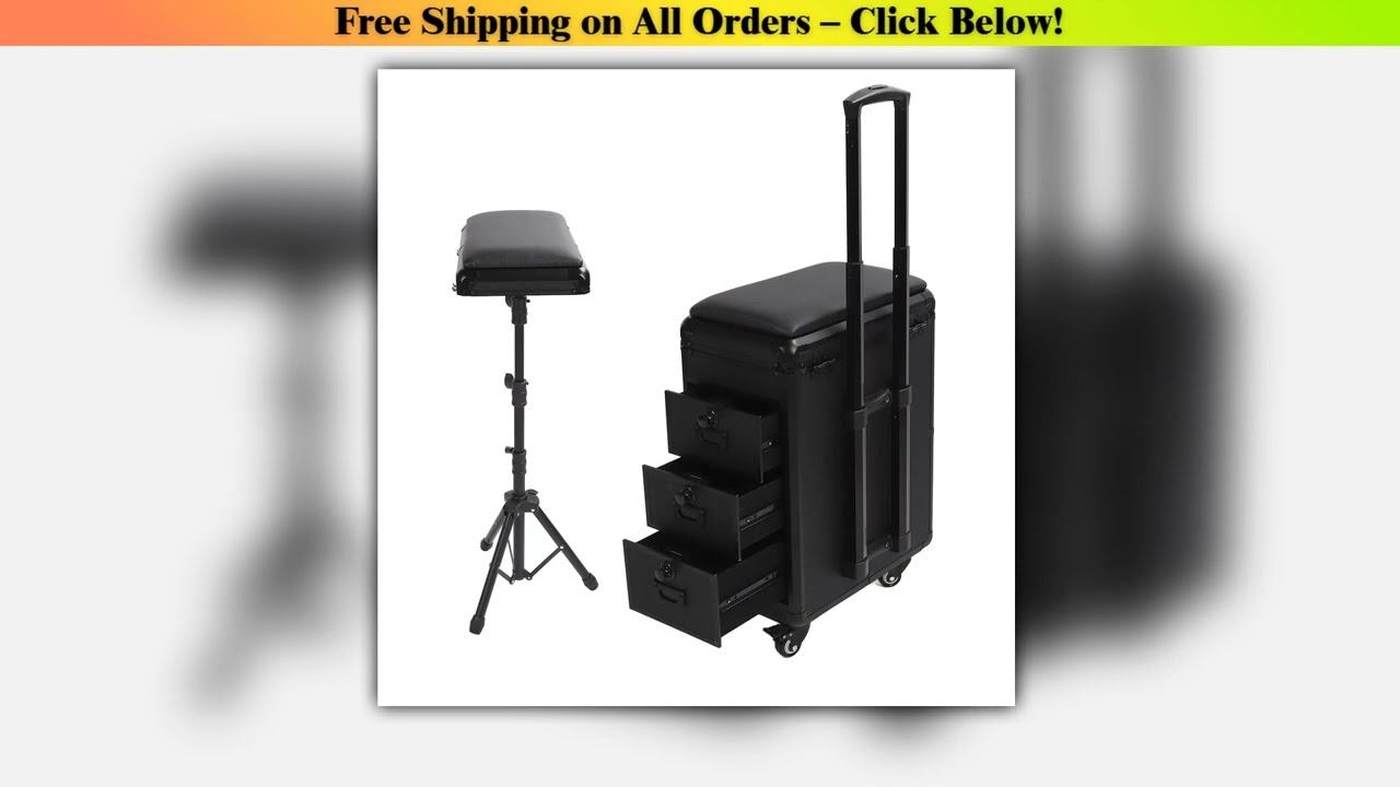 Tattoo Work Box Tattoo Hand Holder Adjustable Rolling Handle 3 In 1 Integrated Rolling Makeup Case