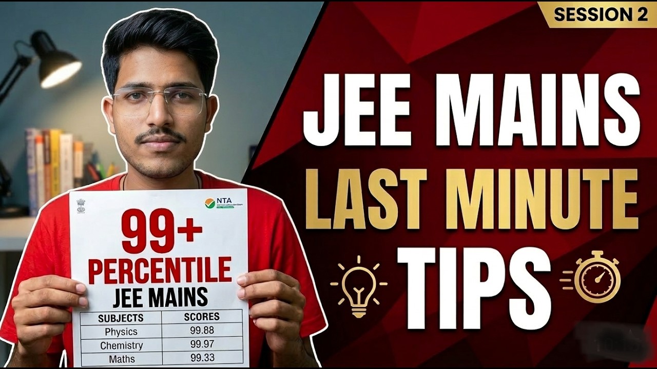Honest Last Minute Tips To score 99+ Percentile in Jee Mains 2026 ...