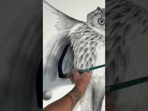 Ashvin Harrison Artist Painting A Large Owl Artwork