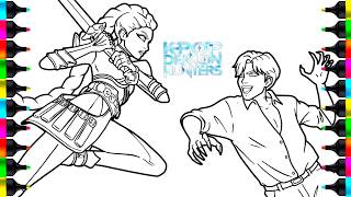 Rumi vs Jinu Bathhouse Fight Scene | KPop Demon Hunters Coloring Pages