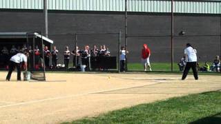 Venus Taylor Throws BP to Crystl Bustos at Macomb Softball Game.MP4 screenshot 5