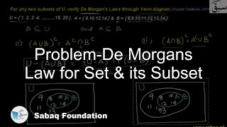 Problem-De Morgans Law for Set & its Subset, Math Lecture | Sabaq.pk