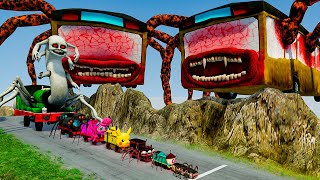 ALL MONSTERS Big & Small Cars vs Downhill Madness with DOUBLE BUS EATER – BeamNG.Drive