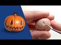 How to Sculpt and Paint a MINIATURE PUMPKIN / JACK-O-LANTERN from Polymer Clay - HALLOWEEN CRAFT