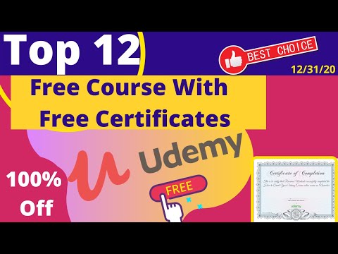 Udemy Top 12 Udemy Free Course With Free Certificate | Udemy 100% Off | Udemy Free Coupon