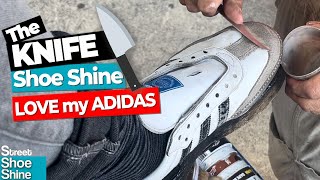 🤩🤩 Cirage de chaussures ASMR 🔪🔪COUTEAU sur mes ADIDAS - Mode ASMR involontaire en daim